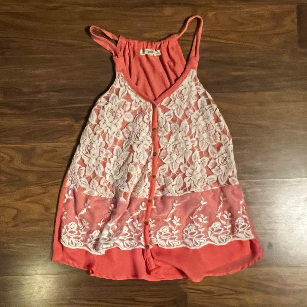 Pink lace tank top